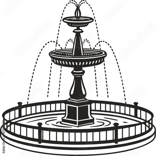 silhouette of a fountain