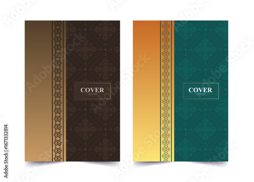 Elegant Ornamental Islamic Pattern Design Cover Templates for Book or Magazine