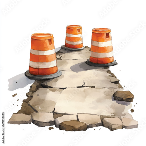 a  cute dusty construction road bordered