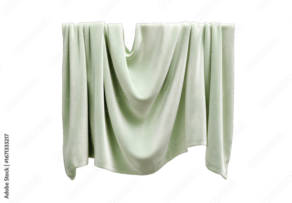 Fototapeta premium Pale green draped fabric hangs