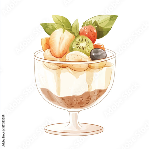 a cute Edible terrarium dessert in a clear glass