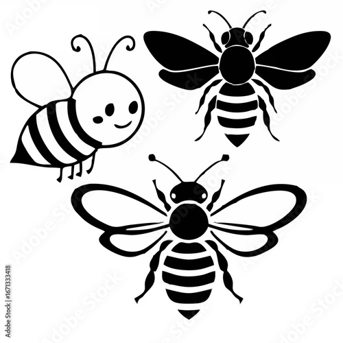 Bee Silhouette Icons Vector.eps