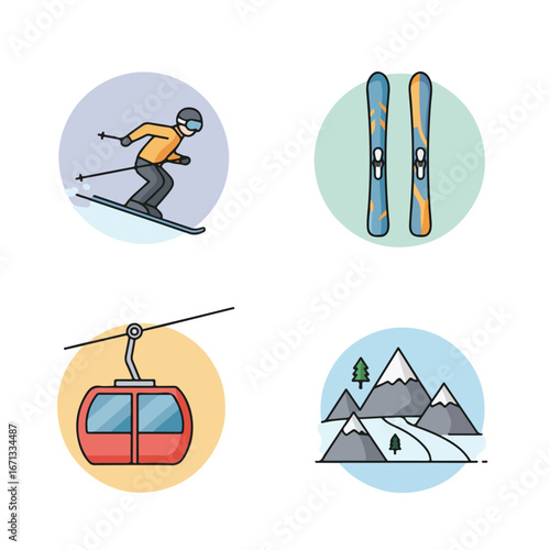 Winter sports Skiing, gondola, & snow