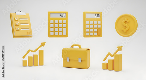 Business and financial investment concept with 3d render isolated on white background