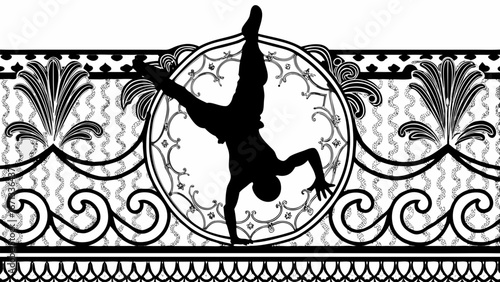 Breakdancer Performing Handstand Dance Move – Urban Style Silhouette
