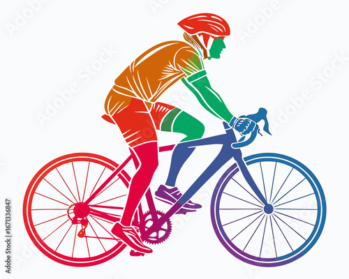 colorful Cyclist riding silhouette vector