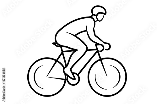 line art Cyclist riding silhouette vector