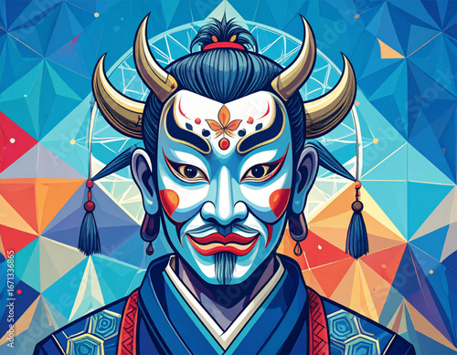 1671339126, 1671339095, 1671336865, 1671336868 - Original name(s): 1756312272965_Firefly_Vector illustration of Japanese Kabuki theatre mask redesigned in pop-art style. Brig 287459.eps, 1756312265973