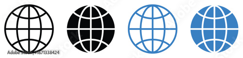 web icon, globe symbol, world icon, vector illustration on transparent background