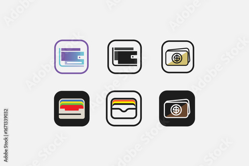 wallet Icon and line vector