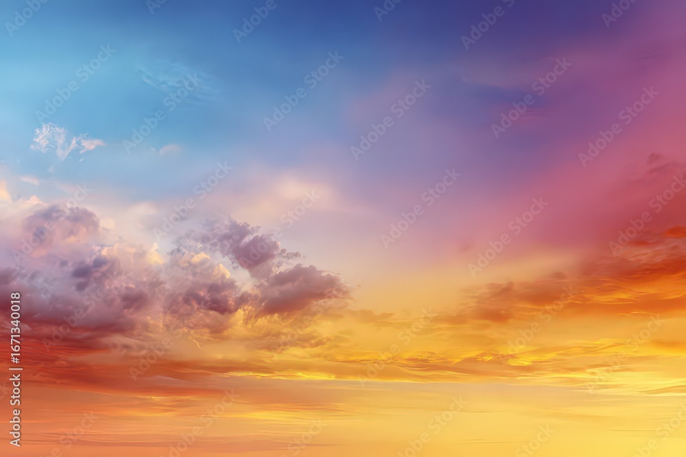 Fototapeta premium Vibrant Colorful Sunset Sky With Dramatic Clouds