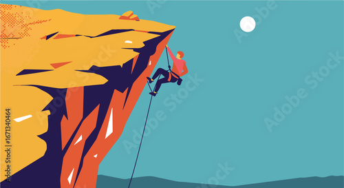 Rock climber on crag