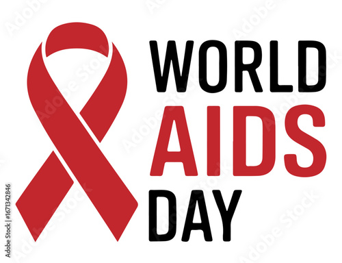World AIDS Day graphic featuring the red awareness ribbon, a symbol of solidarity and support for people living with HIV/AIDS.