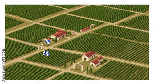 Uruguay flag displayed on farm landscape with rural countryside fields