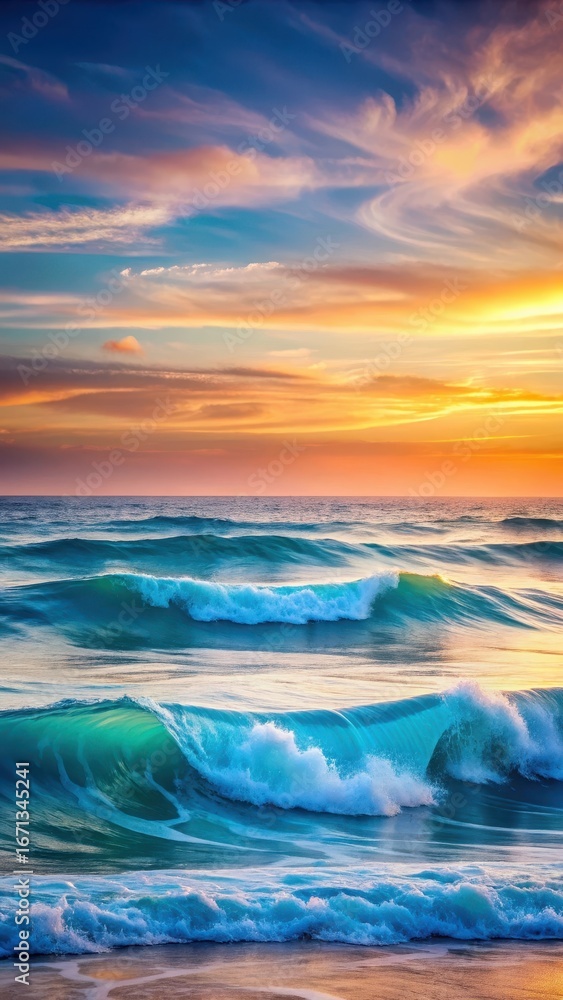 Fototapeta premium Calming ocean waves with flowing gradient colors