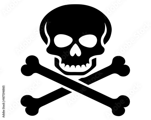 A skull with a crushed bone simple silhouette vector