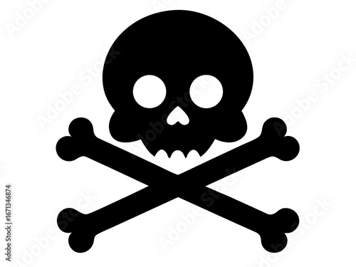 A skull with a crushed bone simple silhouette vector