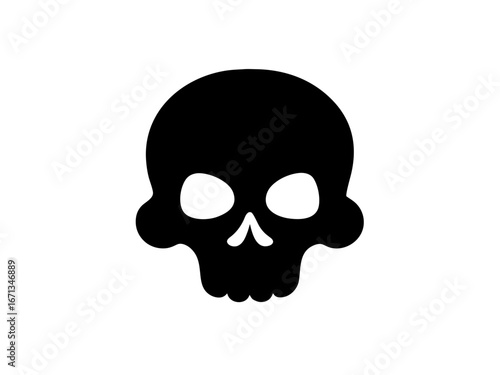 A skull with a crushed bone simple silhouette vector
