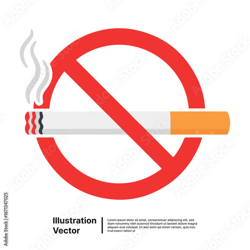 No Smoking Sign Red Circle Prohibition Symbol Illustration