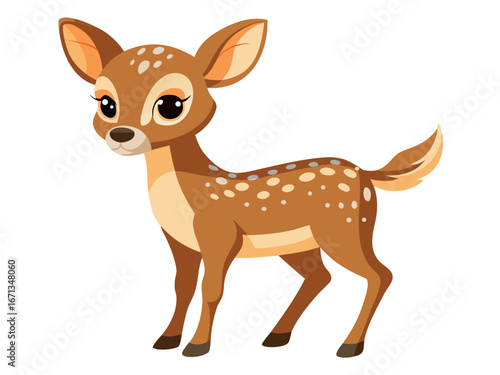 Adorable cartoon deer isolated on white background in a charming illustration