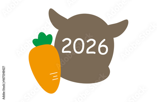 馬のシルエットと人参