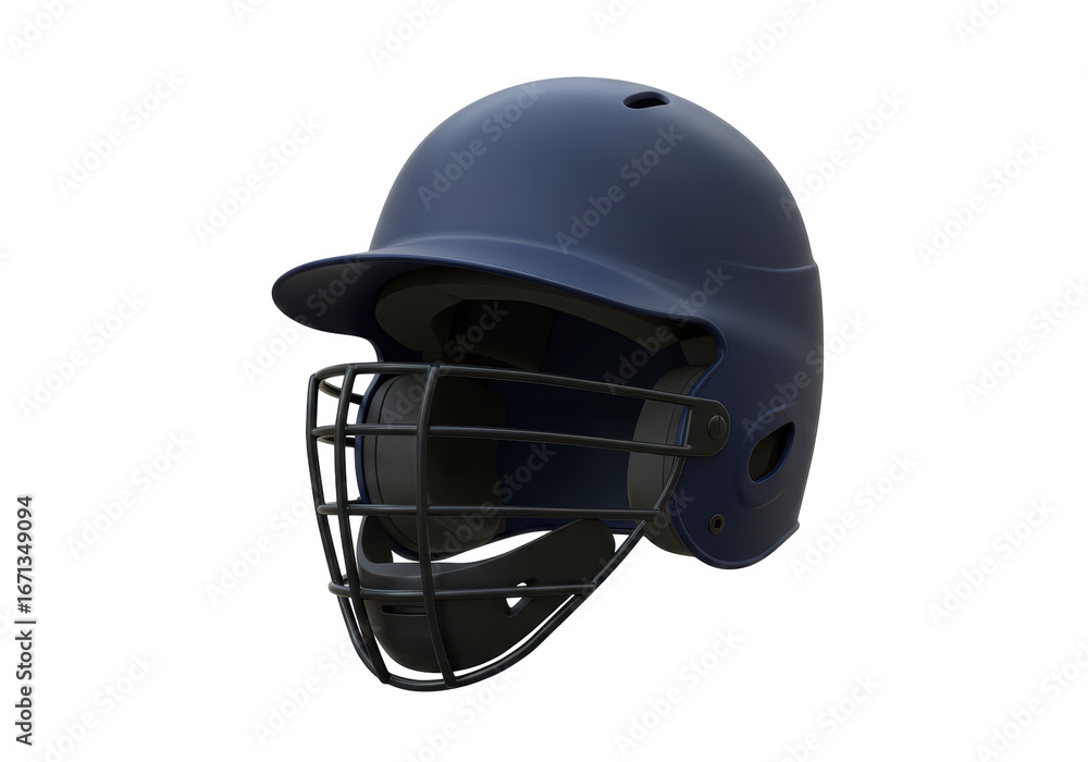 Naklejka premium Isolated baseball batter's helmet for player protection, sport equipment, safety gear