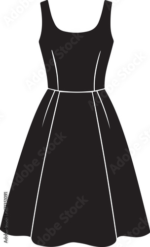 Black sleeveless dress with flared skirt and contoured bodice black dress fashion