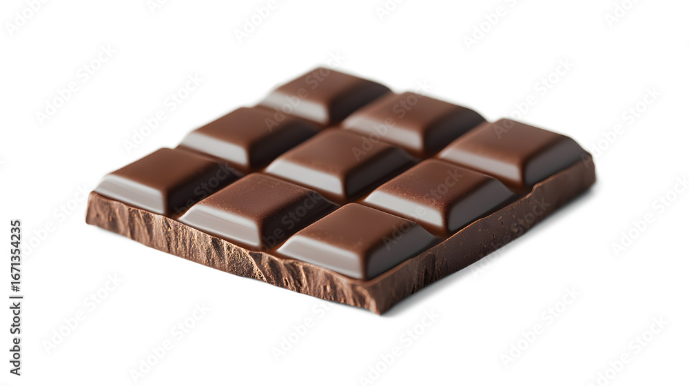 Fototapeta premium A chocolate bar with a square shape. The chocolate bar is cut into squares. The squares are brown in color