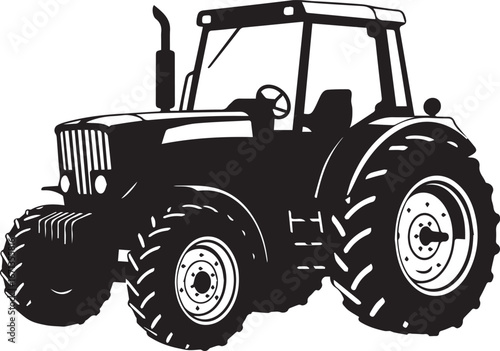 Stylized Black Silhouette of a Vintage Farm Tractor with Detailed Grille agriculture vehicle