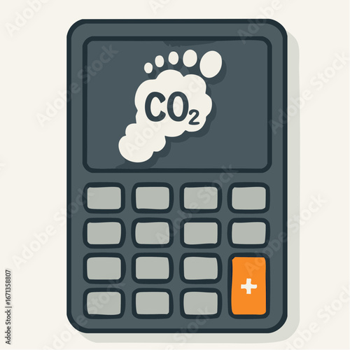Calculating carbon footprint footprint icon on calculator for emissions