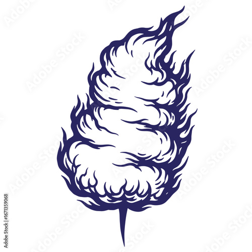 Vector illustration of a stylized cotton candy swirl on a clean white background