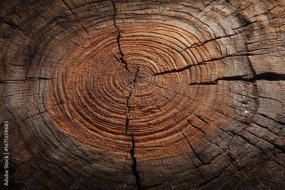 Fototapeta premium Close-up of weathered tree trunk cross-section