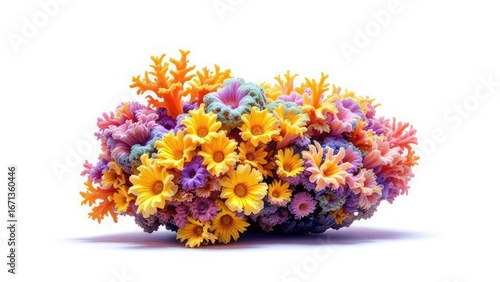 Wallpaper Mural A vibrant and colorful coral formation with yellow flowers on a clean white background studio shot Torontodigital.ca