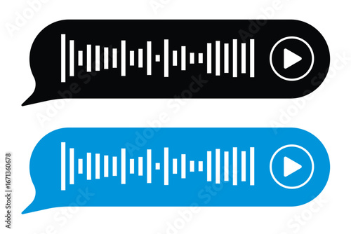 Voice message equalizer vector set. Audio sound wave bar for podcast. Graphic design element for mobile app interface in eps 10.
