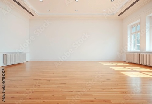 Wallpaper Mural Empty white room, pristine wooden floorboards gleam, wood, minimal Torontodigital.ca