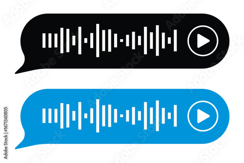 Voice message equalizer vector set. Audio sound wave bar for podcast. Graphic design element for mobile app interface in eps 10.