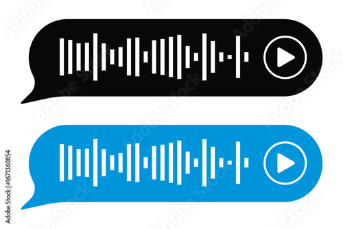 Voice message equalizer vector set. Audio sound wave bar for podcast. Graphic design element for mobile app interface in eps 10.