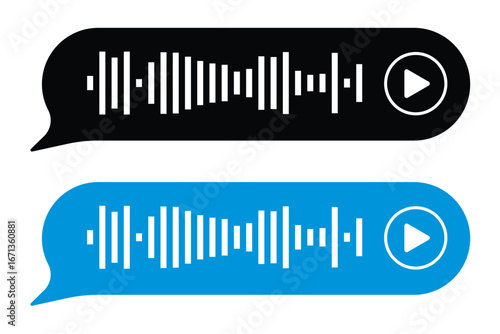 Voice message equalizer vector set. Audio sound wave bar for podcast. Graphic design element for mobile app interface in eps 10.