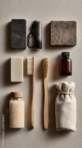 bath accessories and towel