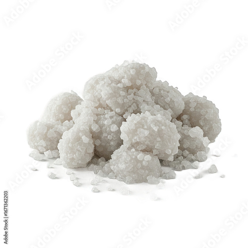 Detailed close-up of a pile of coarse white salt crystals with natural granular texture, perfect for culinary, seasonisolated, and food photography projects, isolated.. PNG Cut Out Transparent