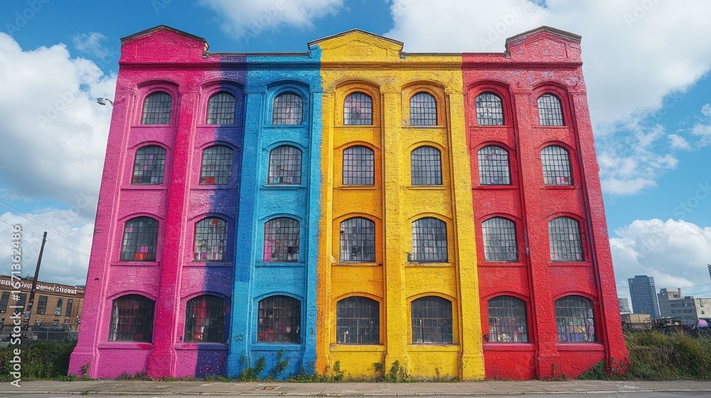 Fototapeta premium Colorful rainbow building facade.
