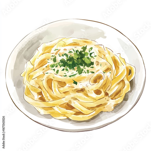 a cute Fettuccine carbonara in a creamy sauce