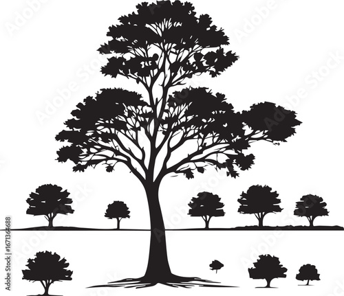  tree silhouette Vector | Minimalist & Trendy tree Silhouette Design | Unique & Stylish tree Artwork for Vector design