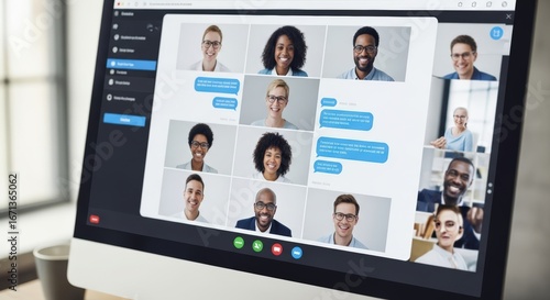 A video and conference in a google meet setting with focus on video, conference, call. Unique