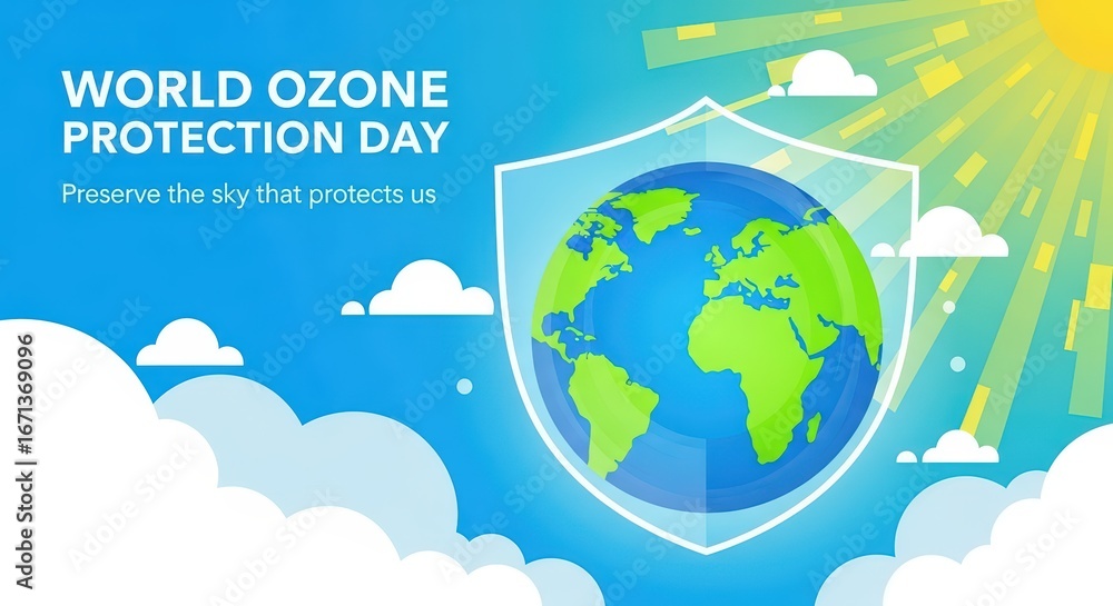 Fototapeta premium Celebrate World Ozone Protection Day and Protect Our Planet