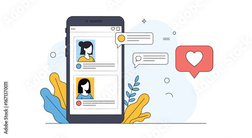 Online social network chat and messaging platform with user profiles and likes