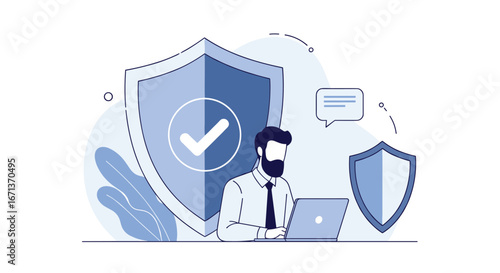 Cybersecurity expert protecting digital assets and information with advanced security measures and risk management strategies