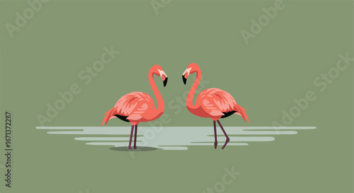 Two pink flamingos