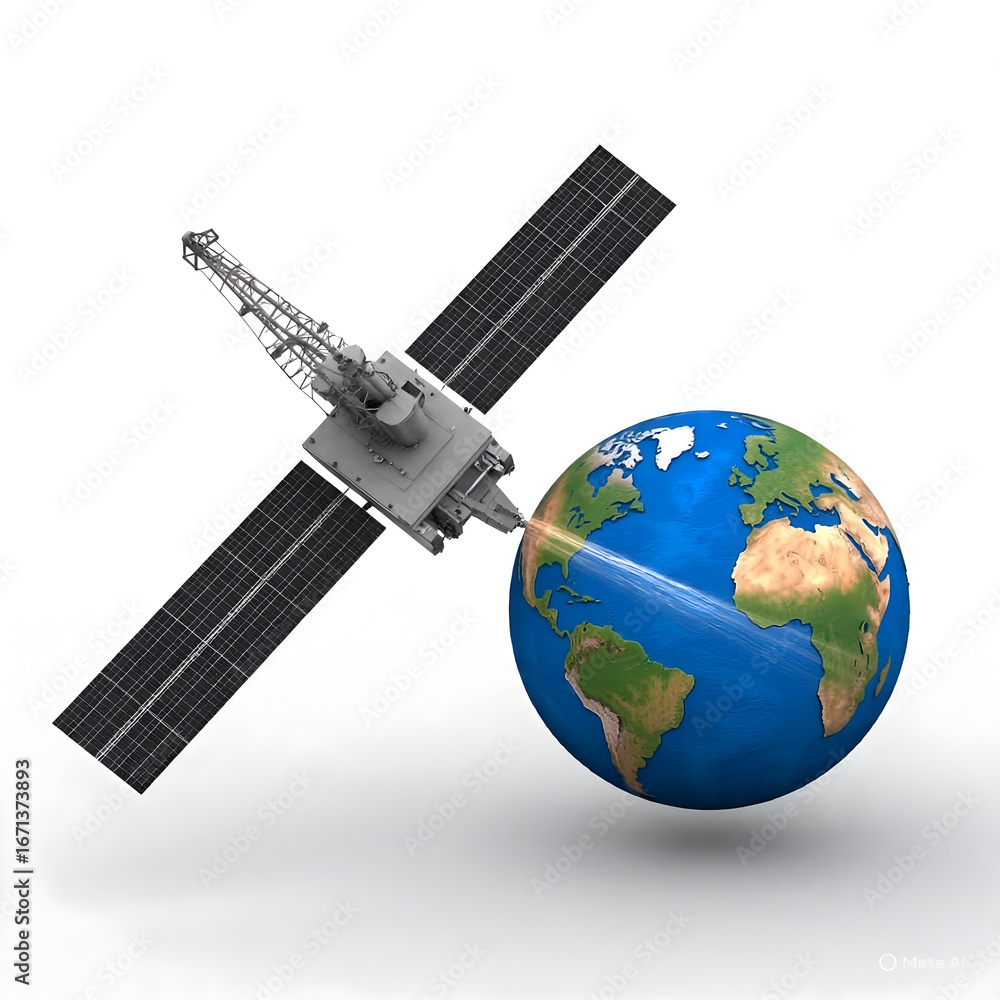 Fototapeta premium Satellite Orbiting Earth 