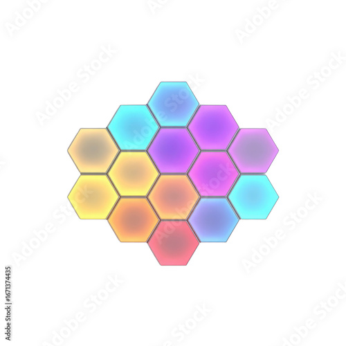 Abstract Hexagon Light Panel - Colorful RGB LED Mosaic Design